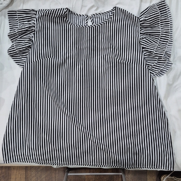 None Tops - Like New Striped Women's Blouse Business Casual Work Office Wear 3X
